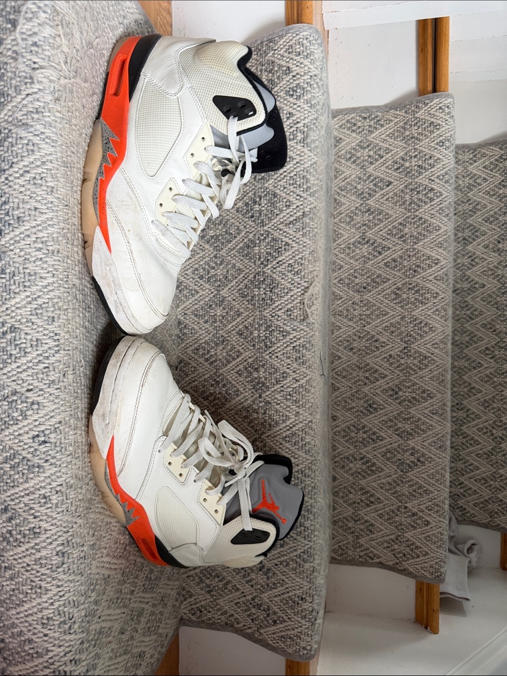 Jordan Kids White, Orange & Black Retro Basketball Sneakers